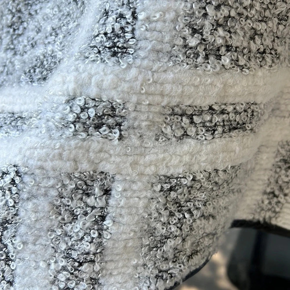 Avec Les Filles Long Line Chunky Knobby Cardigan Jacket Wool Blend Window Pane - Picture 8 of 9